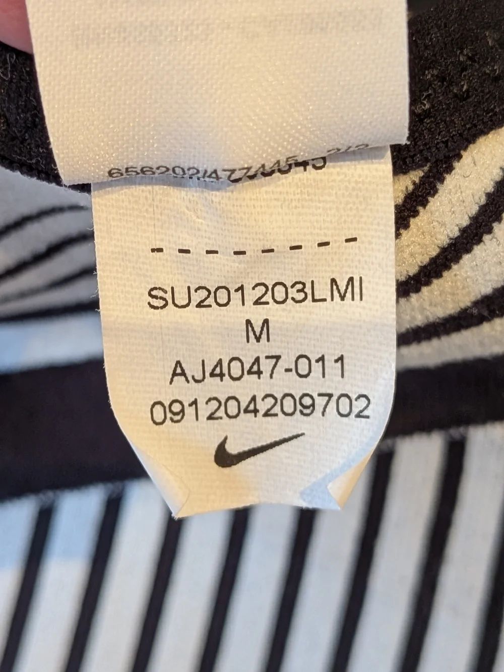 Nike Black & White Striped Sports Bra